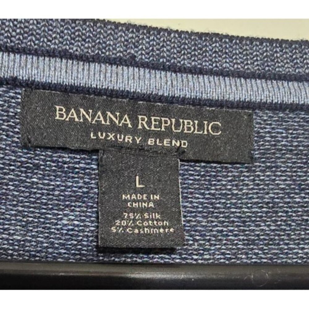 Banana Republic Luxury Blend L Men Blue Pullover Cashmere Silk Blend Breathable - Picture 3 of 11
